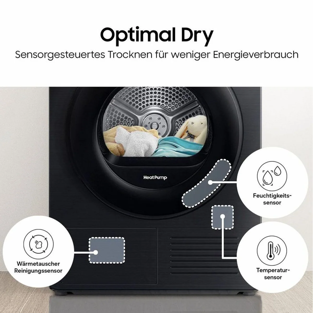 Samsung Wärmepumpentrockner DV5000D DV9D5-CW, intelligente Sensorsteuerung, energieeffizient 3