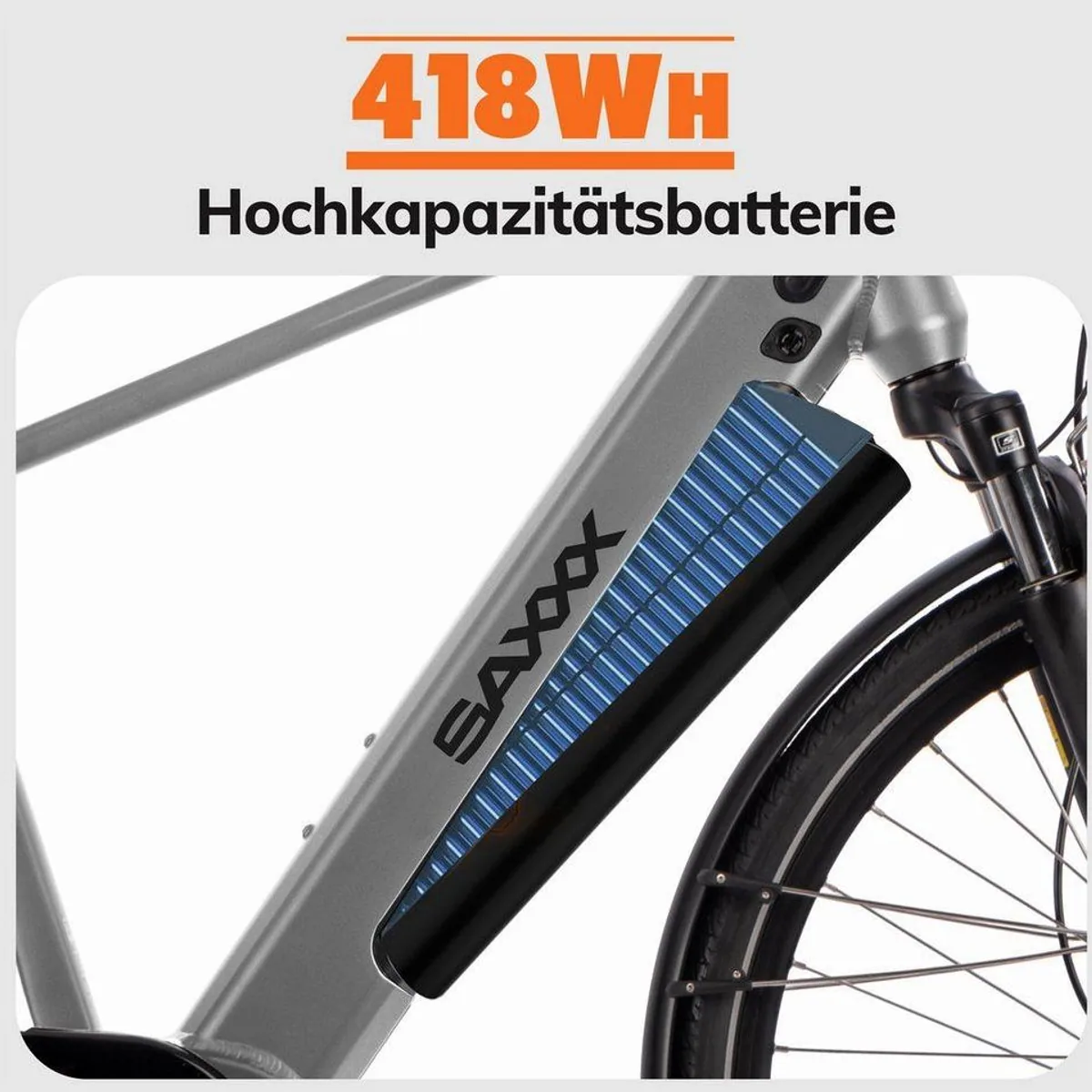 SAXXX E-Bike Cityrad 28 Zoll, leistungsstarker Mittelmotor, 9-Gang Shimano Schaltung 3