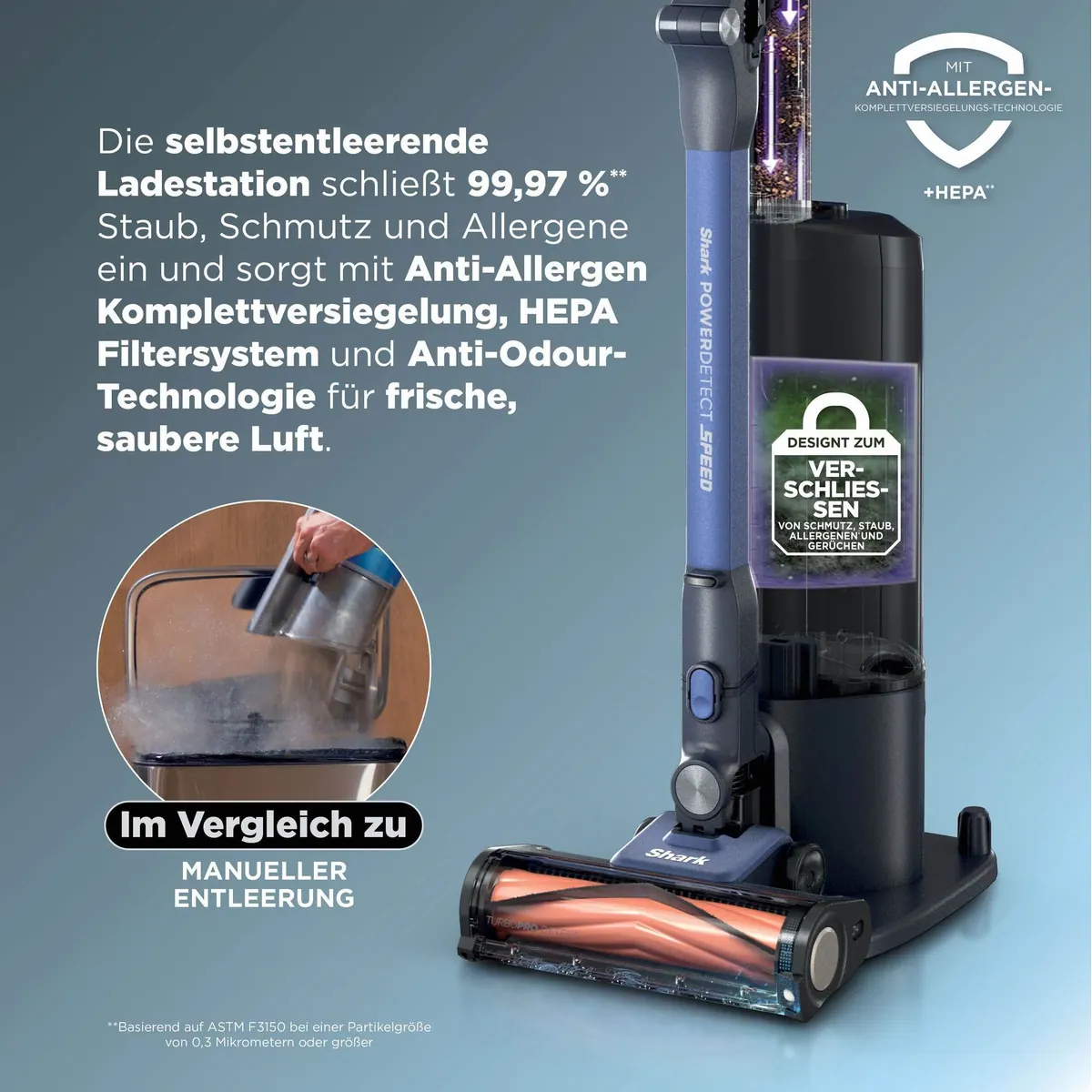 Shark PowerDetect Speed Pet Pro, selbstentleerende Ladestation, Flexology 4