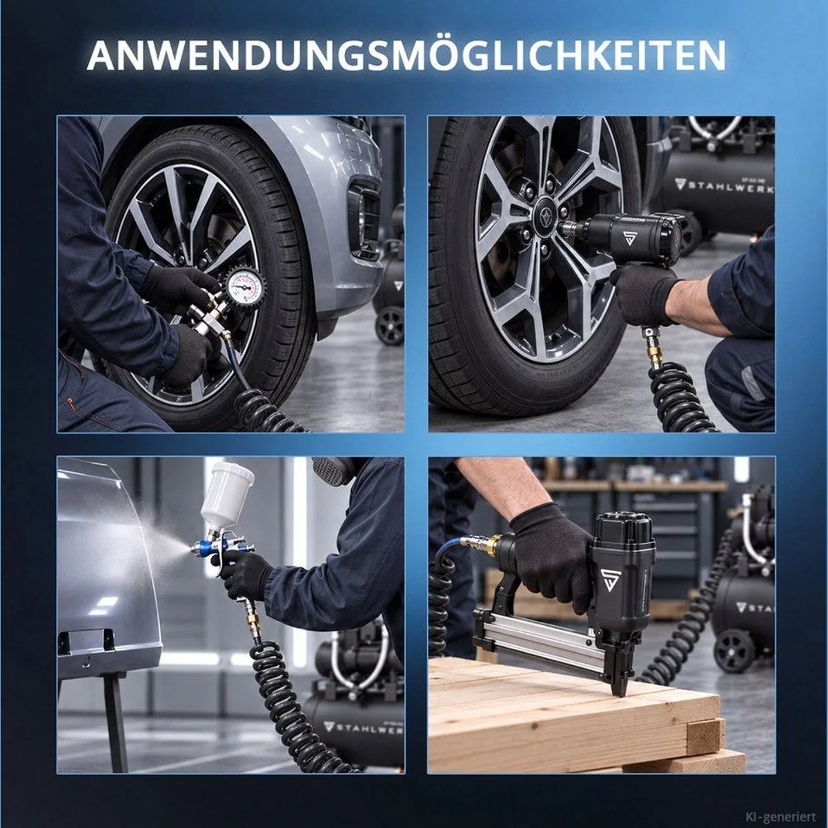 STAHLWERK Kompressor ST-501 Pro, 50 L Kessel, 10 bar Druck, 250 l/min Ansaugleistung 4