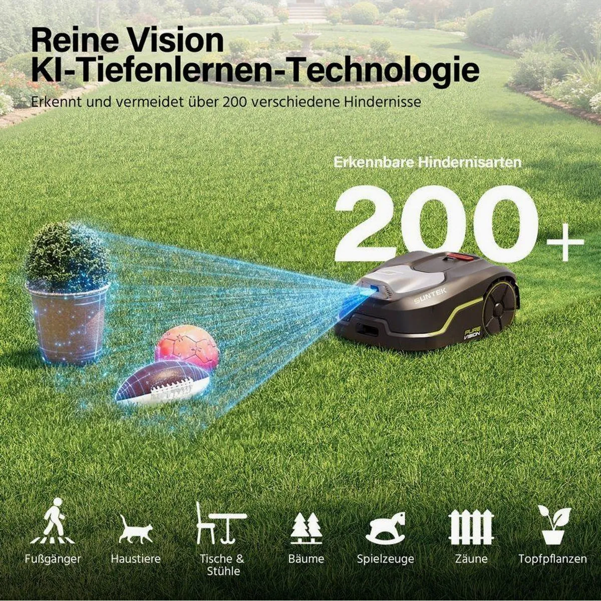 SUNTEK Pure Vision Mähroboter, intelligente KI-Technologie, bis 250 m² Rasenfläche 2