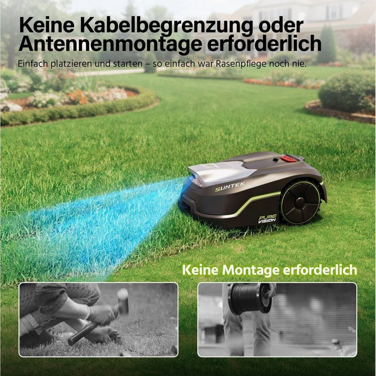 SUNTEK Pure Vision Mähroboter, intelligente KI-Technologie, bis 250 m² Rasenfläche 3