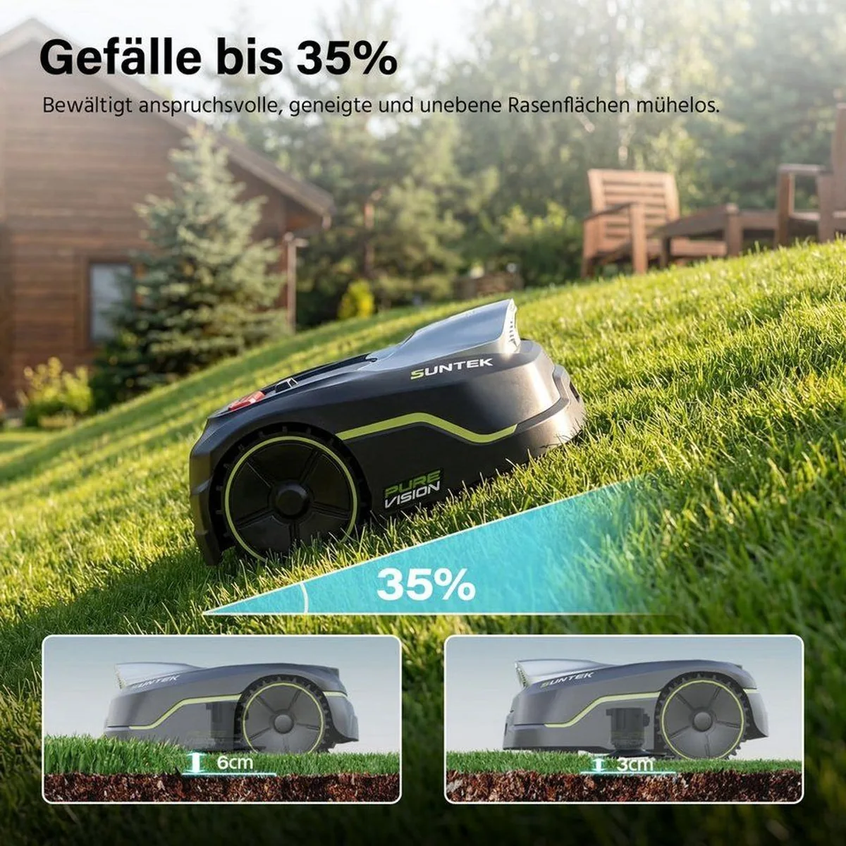 SUNTEK Pure Vision Mähroboter, intelligente KI-Technologie, bis 250 m² Rasenfläche 4