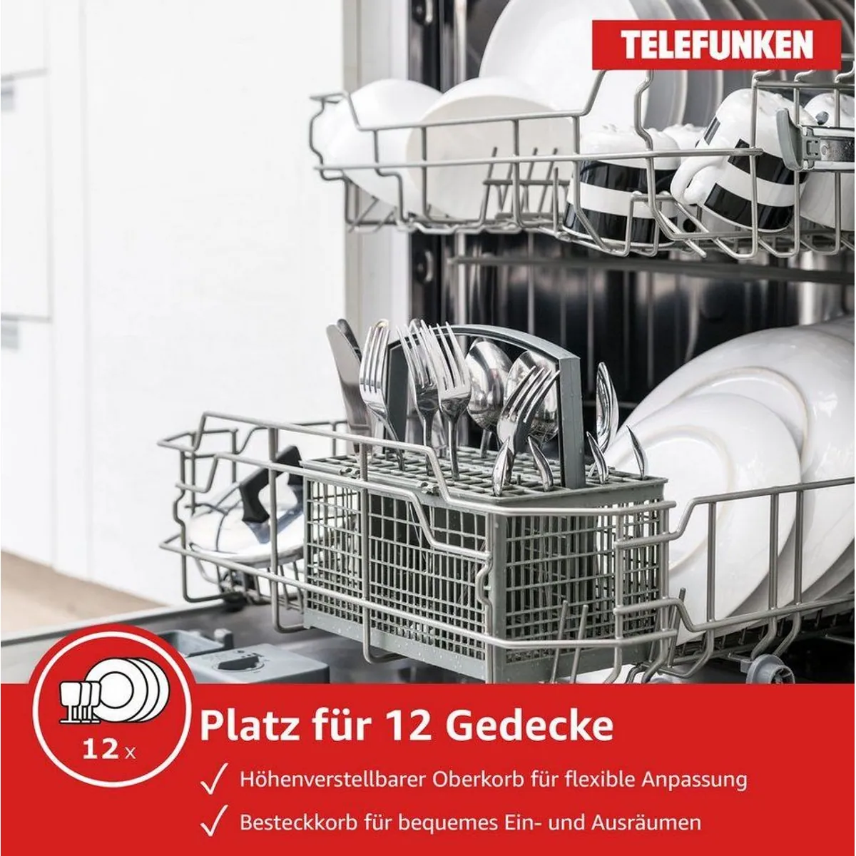Telefunken GEV6012D Geschirrspüler, 12 Maßgedecke, AquaStop, 45 dB — hohe Effizienz und Sicherheit 4