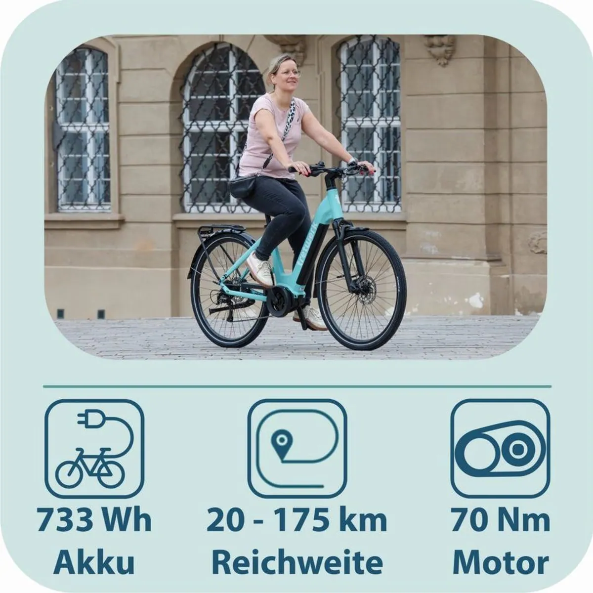 Tretwerk E-Bike Cityrad Amber, 9-Gang Shimano Cues, komfortable Mittelmotor-Technologie 4