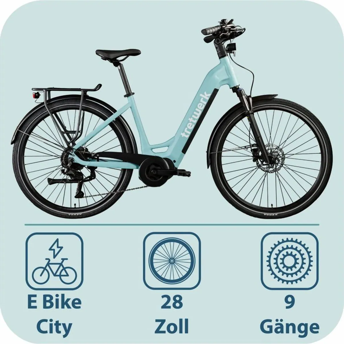 Tretwerk E-Bike Cityrad Amber, 9-Gang Shimano Cues, komfortable Mittelmotor-Technologie 5