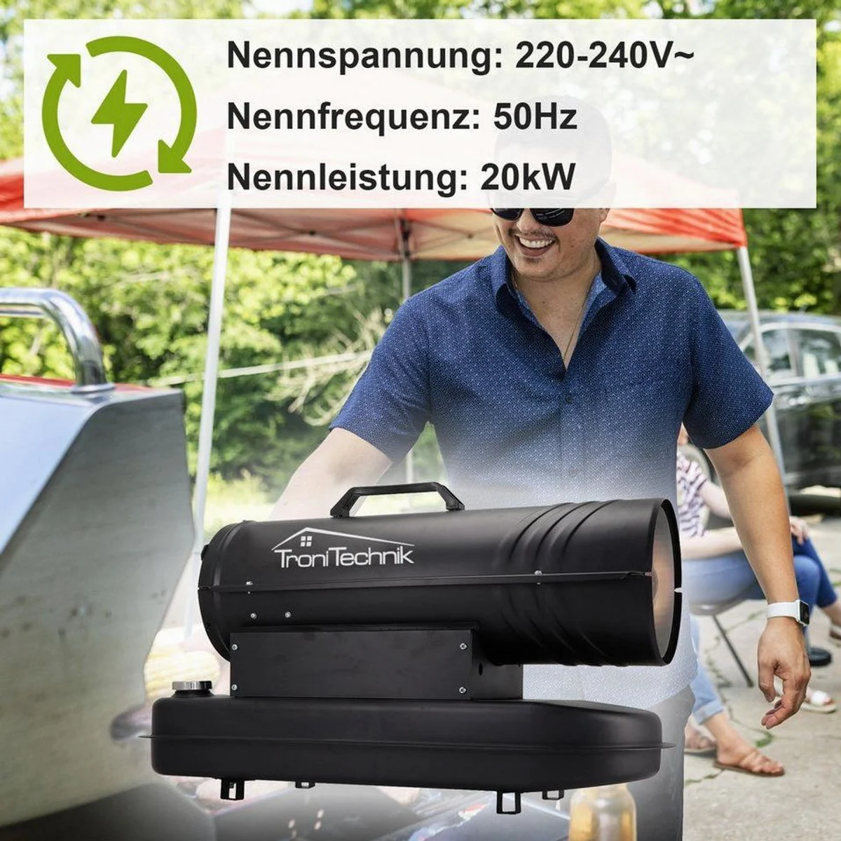 TroniTechnik Heizlüfter 20kW, integrierte Druckanzeige, hitzeresistente Stahlkammer 4