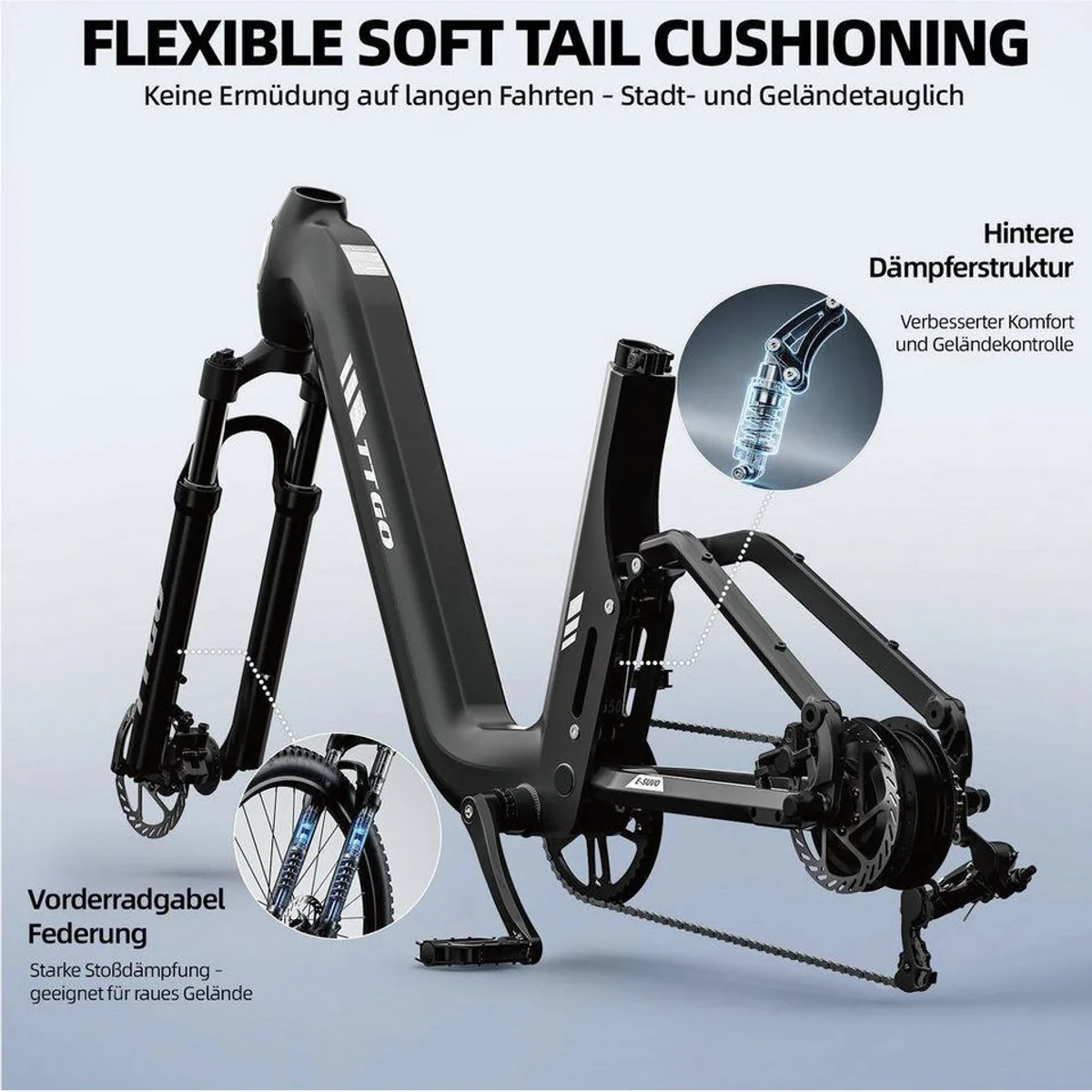 TTGO E-Bike Cityrad 28 Zoll, Vollfederung, 720 Wh Akku, 7-Gang Shimano 2