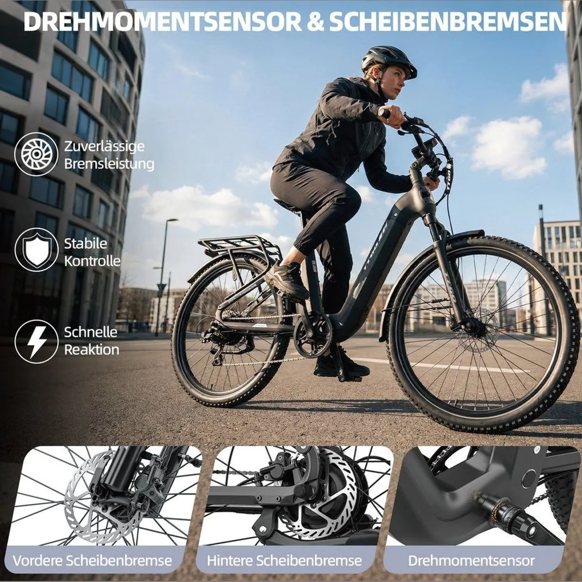 TTGO E-Bike Cityrad 28 Zoll, Vollfederung, 720 Wh Akku, 7-Gang Shimano 3