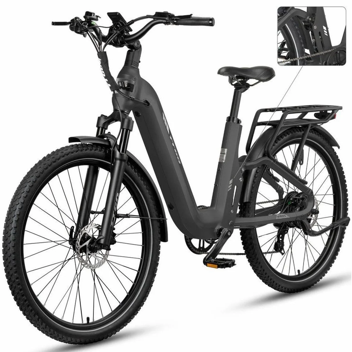 TTGO E-Bike Cityrad 28 Zoll, vollgefedert, 120 km Reichweite, 7-Gang Shimano