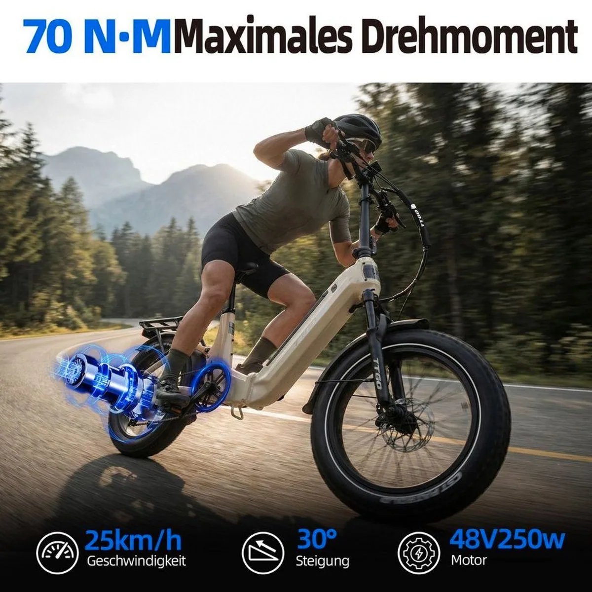 TTGO E-Bike Klapprad 20 Zoll, vollgefederter Rahmen, 70Nm Motorleistung 4