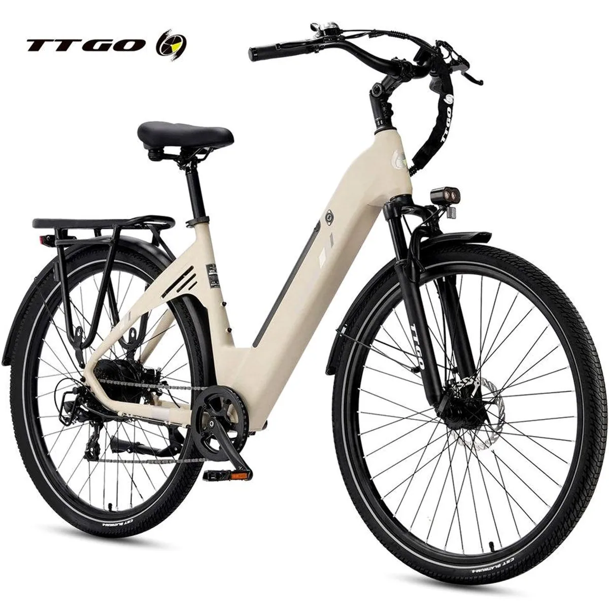 TTGO E-Bike Cityrad 28 Zoll, 120 km Reichweite, 7-Gang Shimano, Tiefeinsteiger-Rahmen