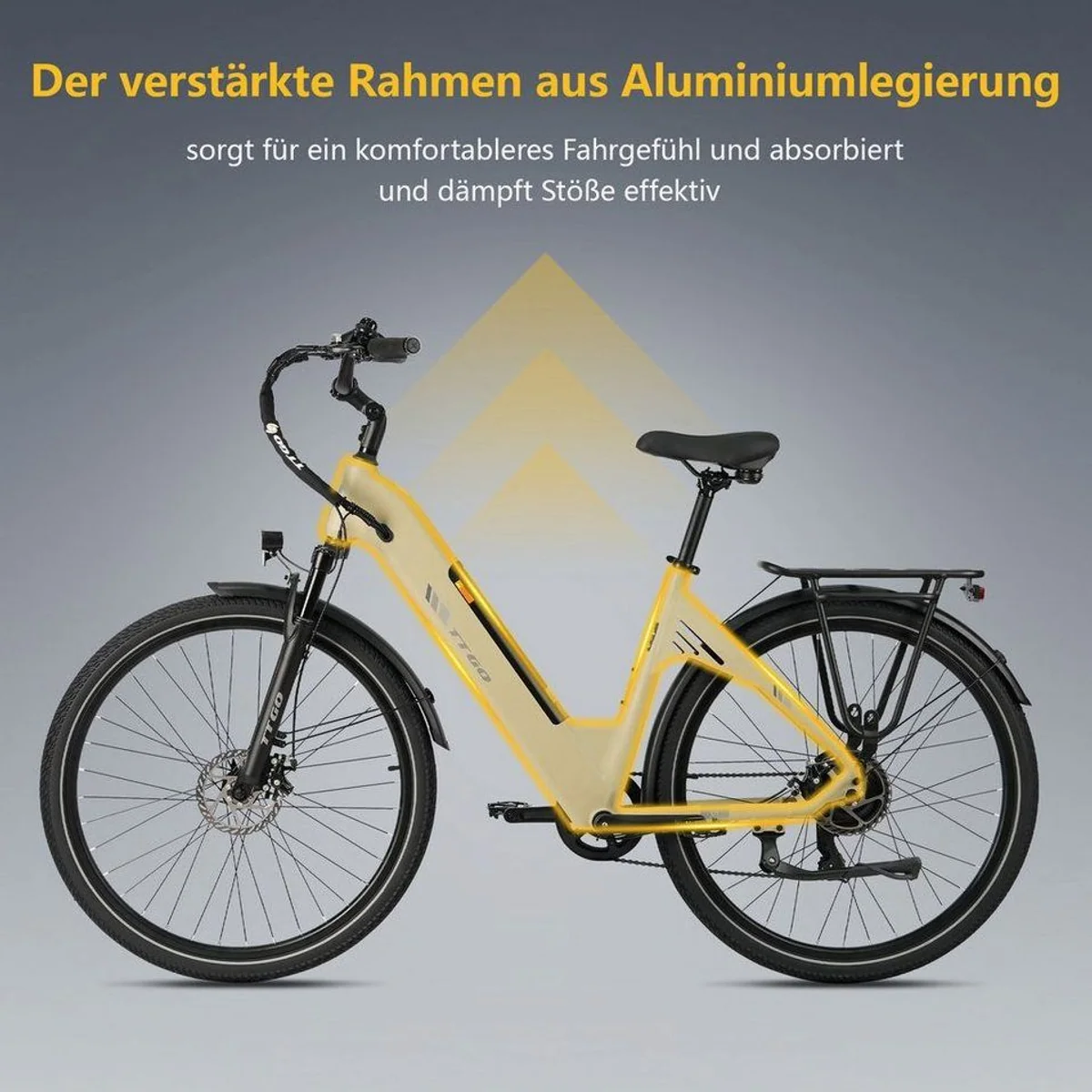 TTGO E-Bike Cityrad 28 Zoll, 120 km Reichweite, 7-Gang Shimano, Tiefeinsteiger-Rahmen 2