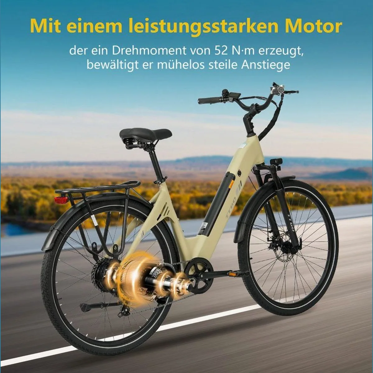 TTGO E-Bike Cityrad 28 Zoll, 120 km Reichweite, 7-Gang Shimano, Tiefeinsteiger-Rahmen 5