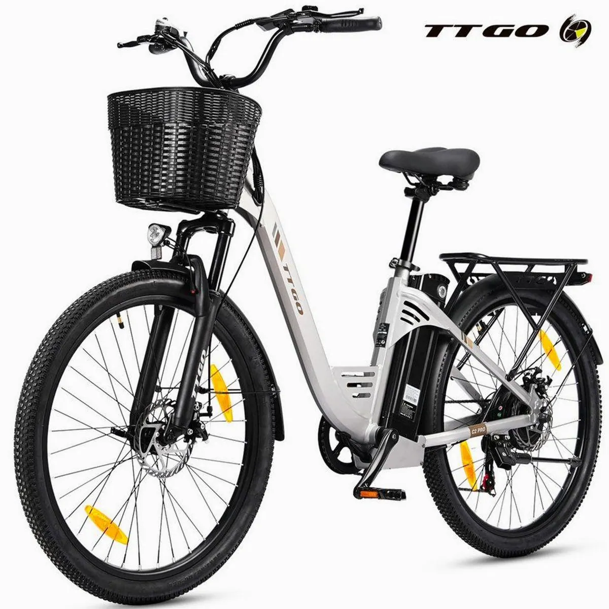 TTGO E-Bike Cityrad 26 Zoll, 650Wh Akku, 7-Gang SHIMANO, Federgabel