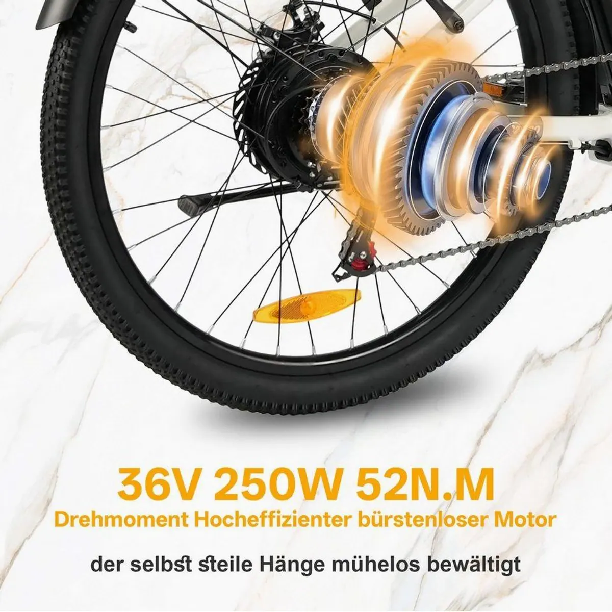 TTGO E-Bike Cityrad 26 Zoll, 650Wh Akku, 7-Gang SHIMANO, Federgabel 2