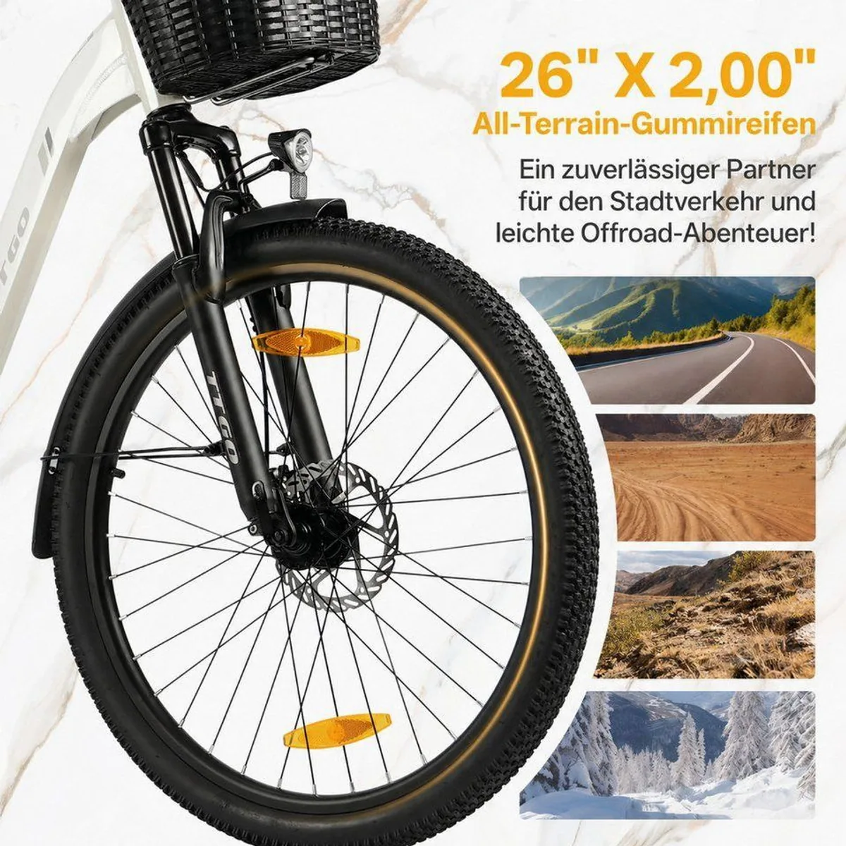 TTGO E-Bike Cityrad 26 Zoll, 80-120 km Reichweite, 7-Gang SHIMANO — komfortabel und leistungsstark 5