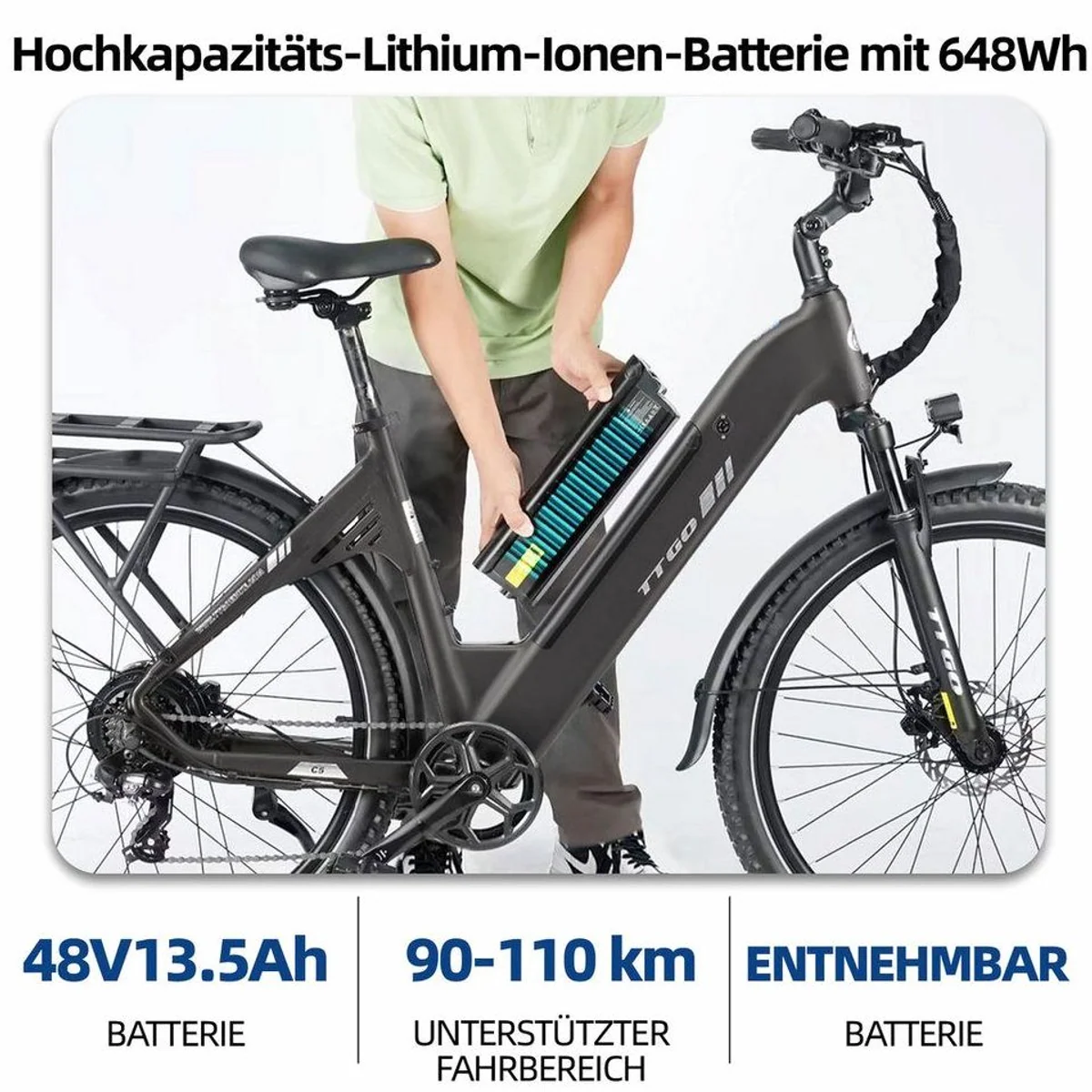 TTGO E-Bike Cityrad C5, 250 W Heckmotor, 110 km Reichweite, 7-Gang Shimano 4