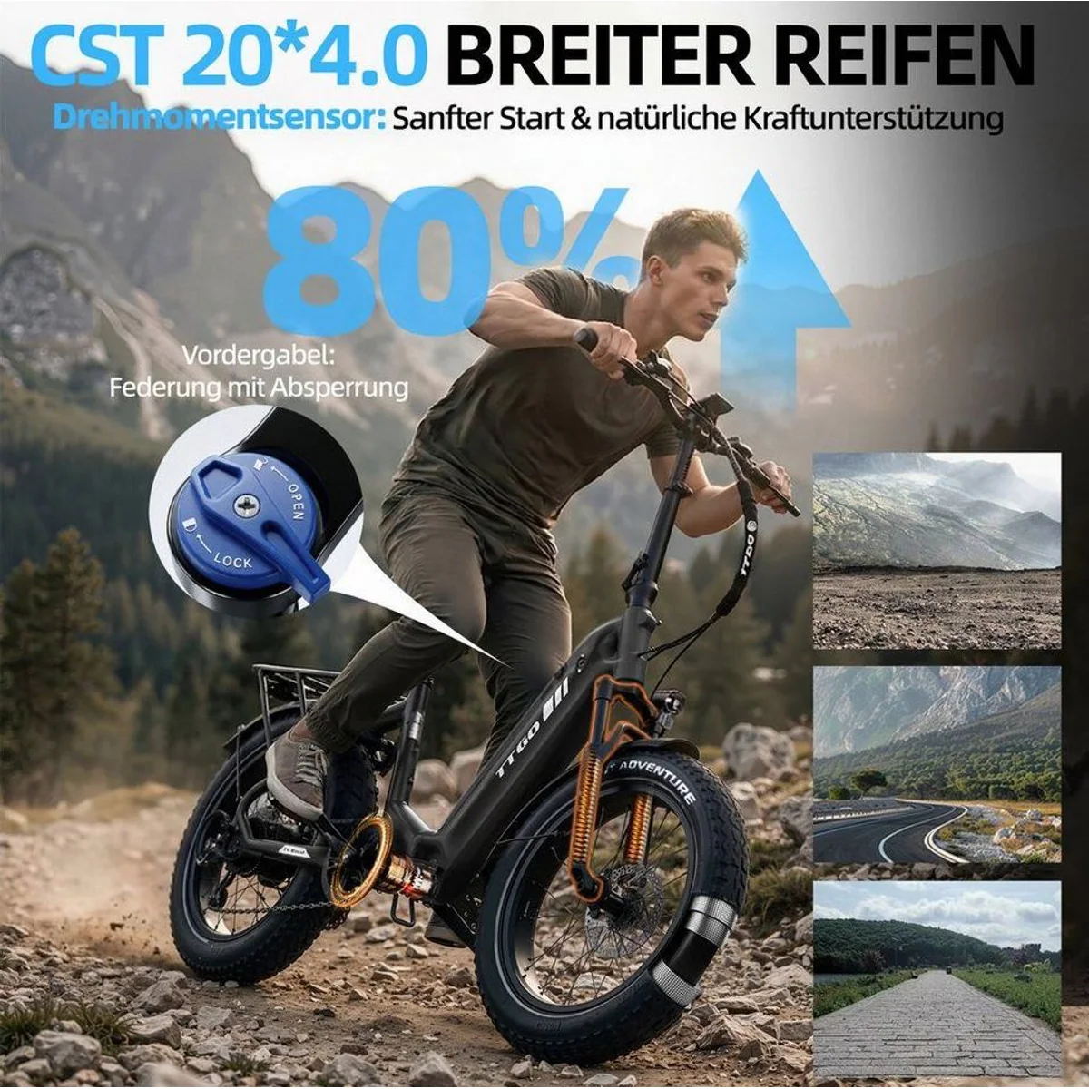 TTGO F6 Boost E-Bike Klapprad, 70Nm, 140km Reichweite, 7-Gang Shimano 2