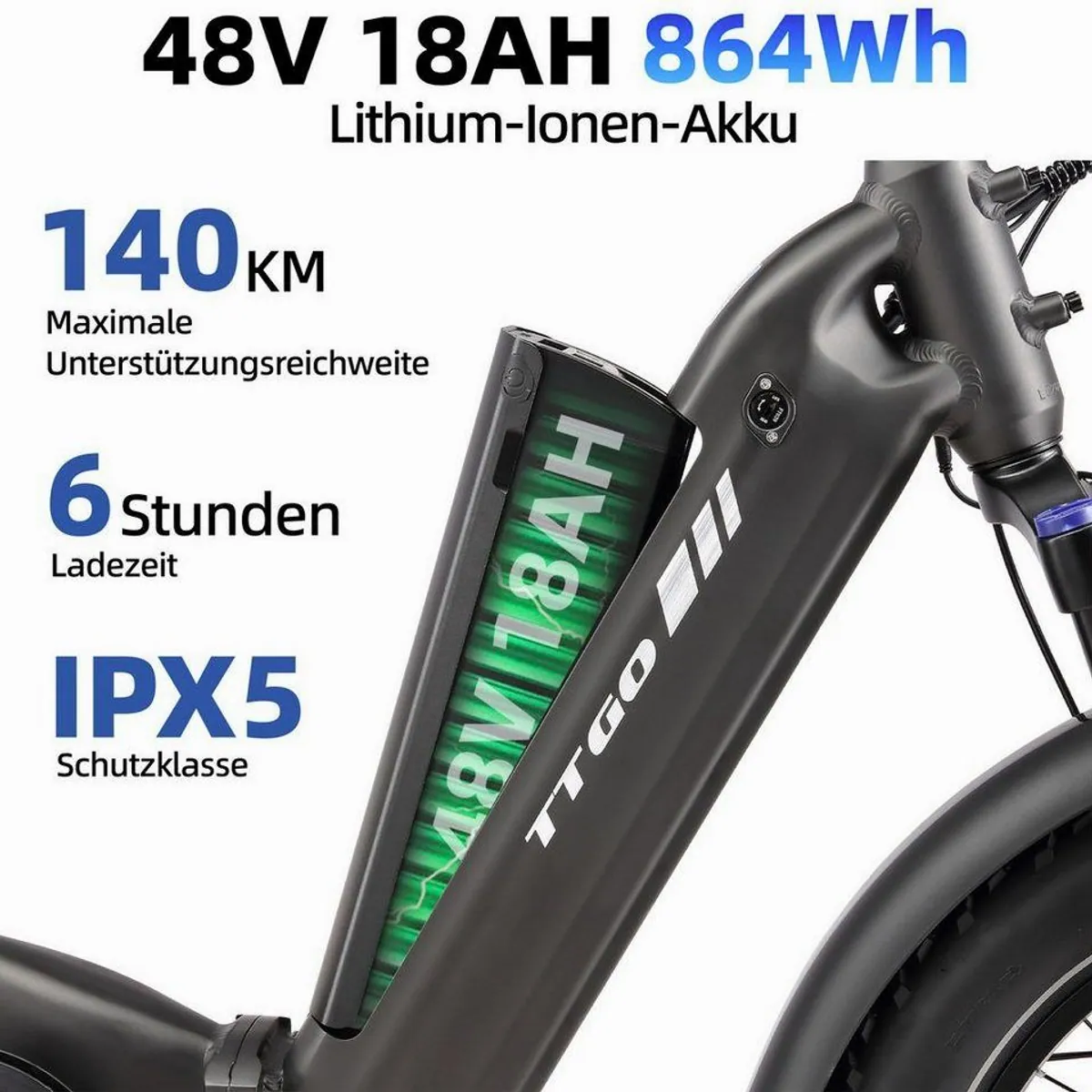 TTGO F6 Boost E-Bike Klapprad, 70Nm, 140km Reichweite, 7-Gang Shimano 4
