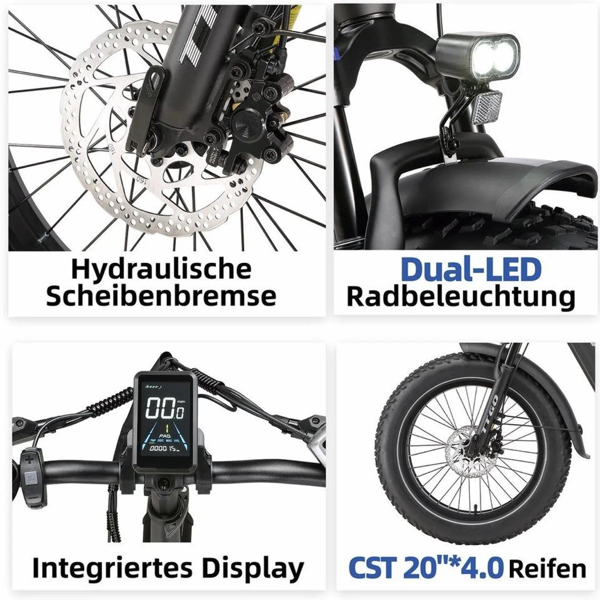 TTGO F6 Boost E-Bike Klapprad, 70Nm, 140km Reichweite, 7-Gang Shimano 5