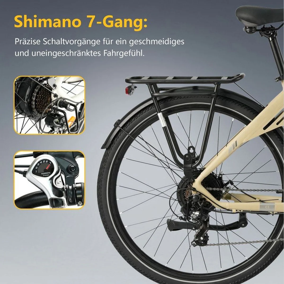 TTGO E-Bike Cityrad 28 Zoll, 150 km Reichweite, 7-Gang Shimano 2