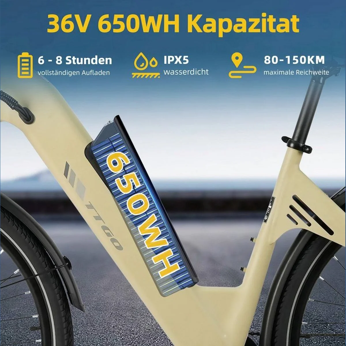 TTGO E-Bike Cityrad 28 Zoll, 150 km Reichweite, 7-Gang Shimano 3