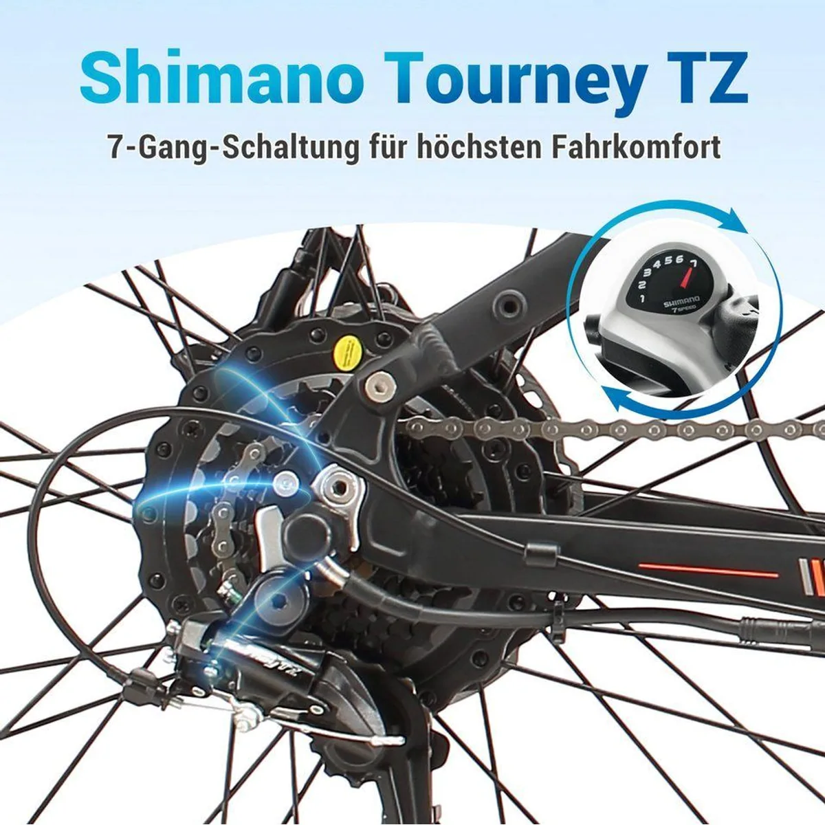 Vankel MX1 E-Fahrrad, 250W Motor, 624Wh Akku, 100 km Reichweite 5