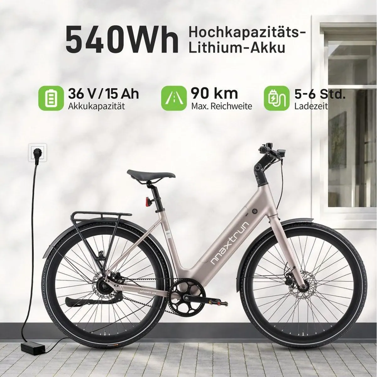 Vankel Urban 20 E-Citybike, 540Wh Akku, 25 km/h Höchstgeschwindigkeit, hydraulische Scheibenbremsen 4