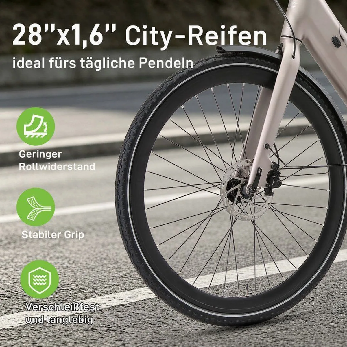 Vankel Urban 20 E-Citybike, 540Wh Akku, 25 km/h Höchstgeschwindigkeit, hydraulische Scheibenbremsen 5