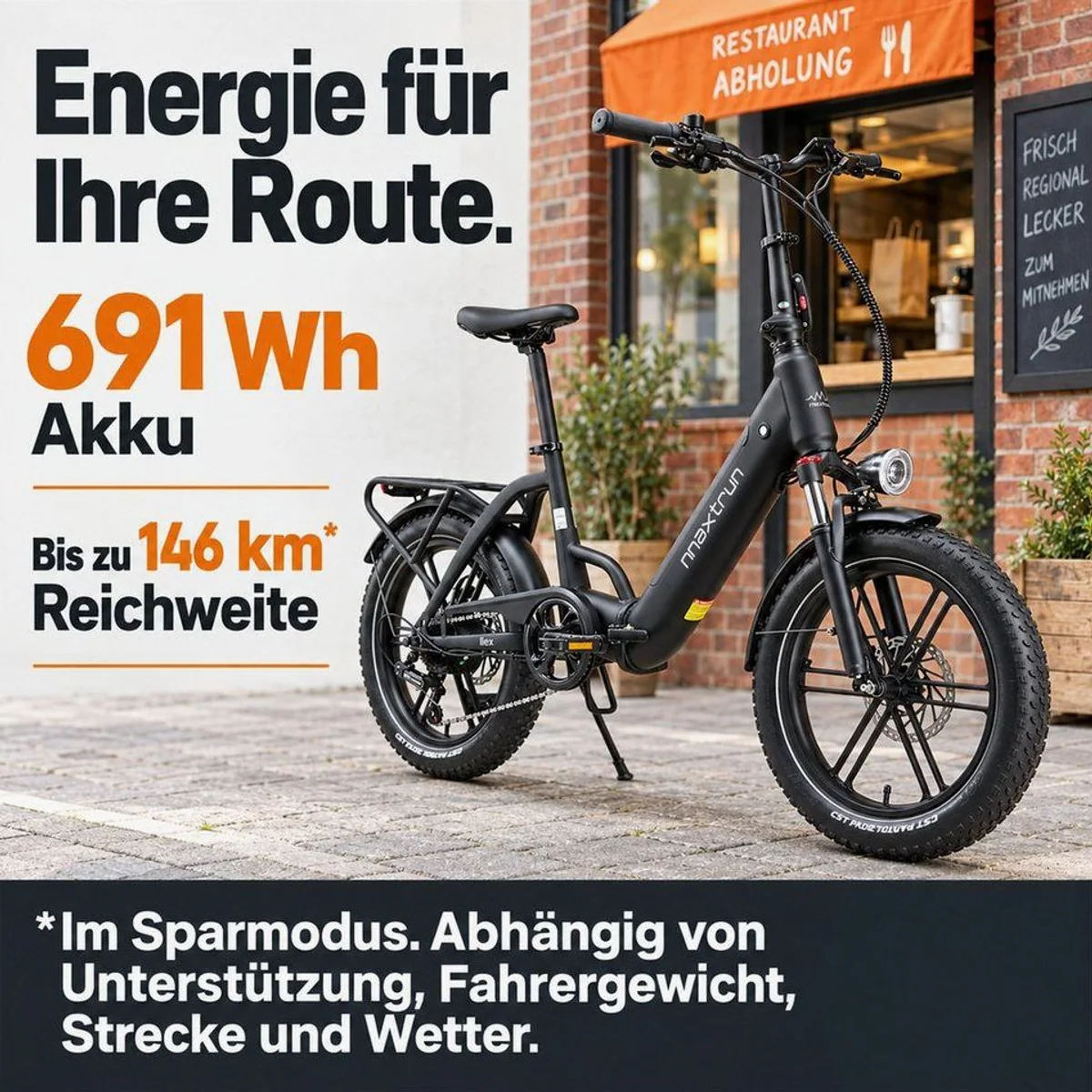 Vankel E-Bike E-Faltrad 20 Zoll, 250W Motor, 691Wh Akku, hydraulische Bremsen 5