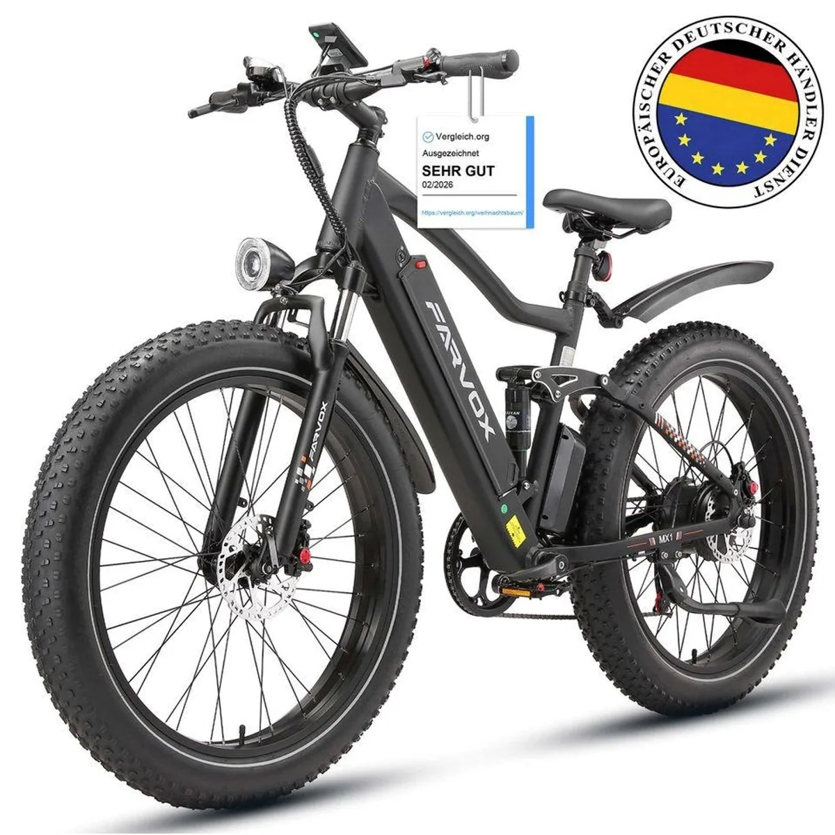 Vankel MX1 E-Bike, 250W Heckmotor, 100 km Reichweite, 7-Gang Shimano