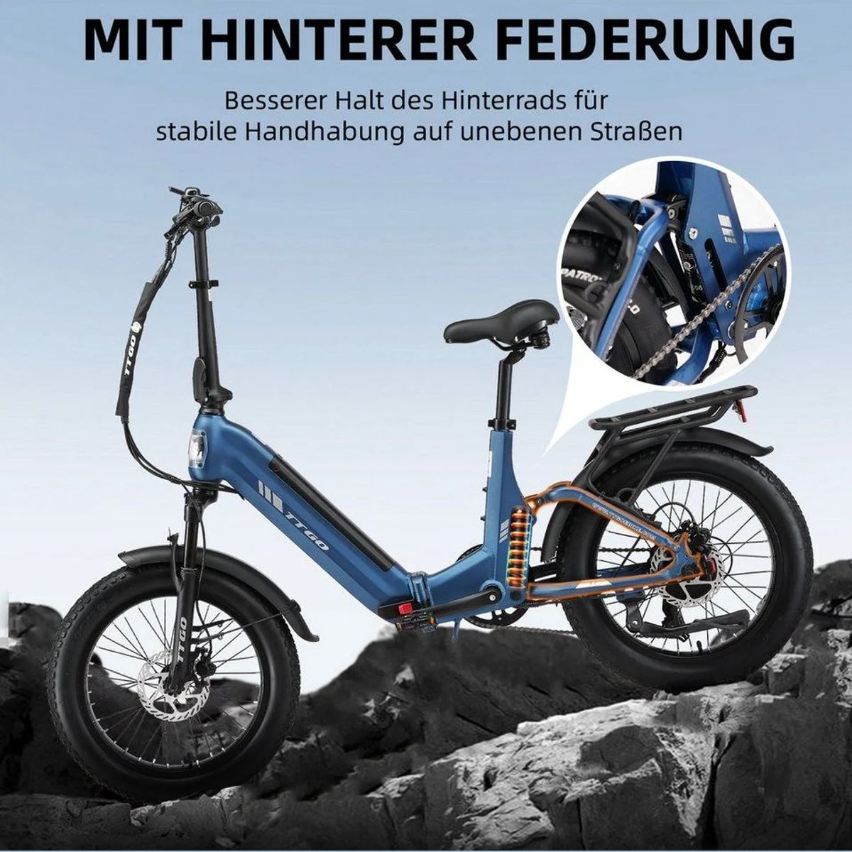 Vankel E-Bike Klapprad 20 Zoll, vollgefederte Konstruktion, 150 km Reichweite 2