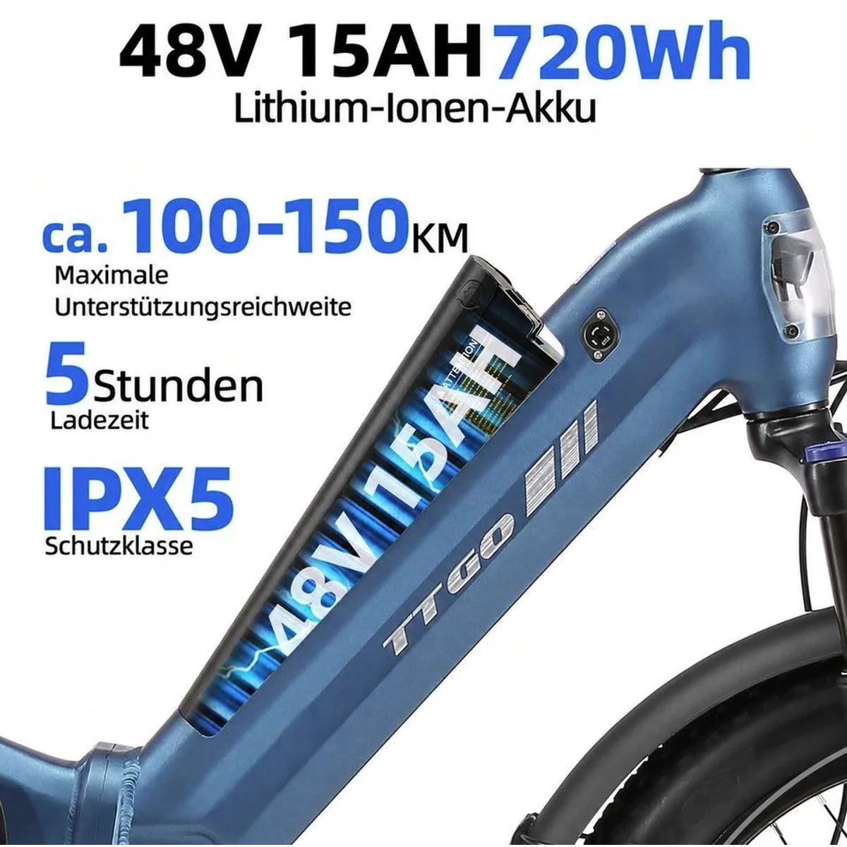 Vankel E-Bike Klapprad 20 Zoll, vollgefederte Konstruktion, 150 km Reichweite 5