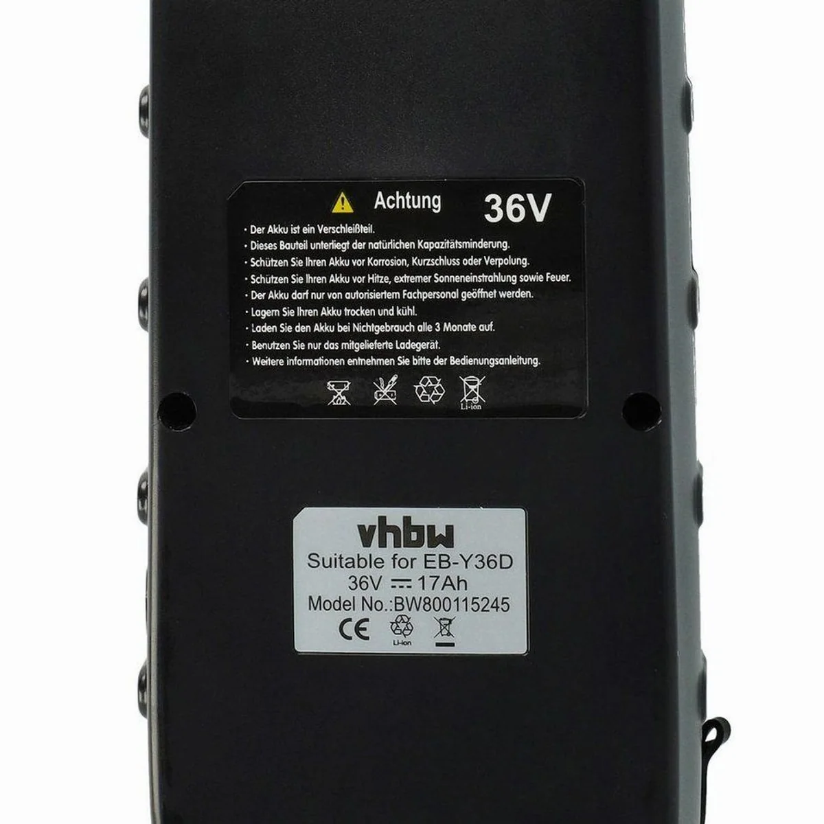vhbw E-Bike Akku, Li-Ion 17000 mAh (36 V) für Winora Yucatan Tour — hohe Kapazität, langlebig, wartungsarm 5
