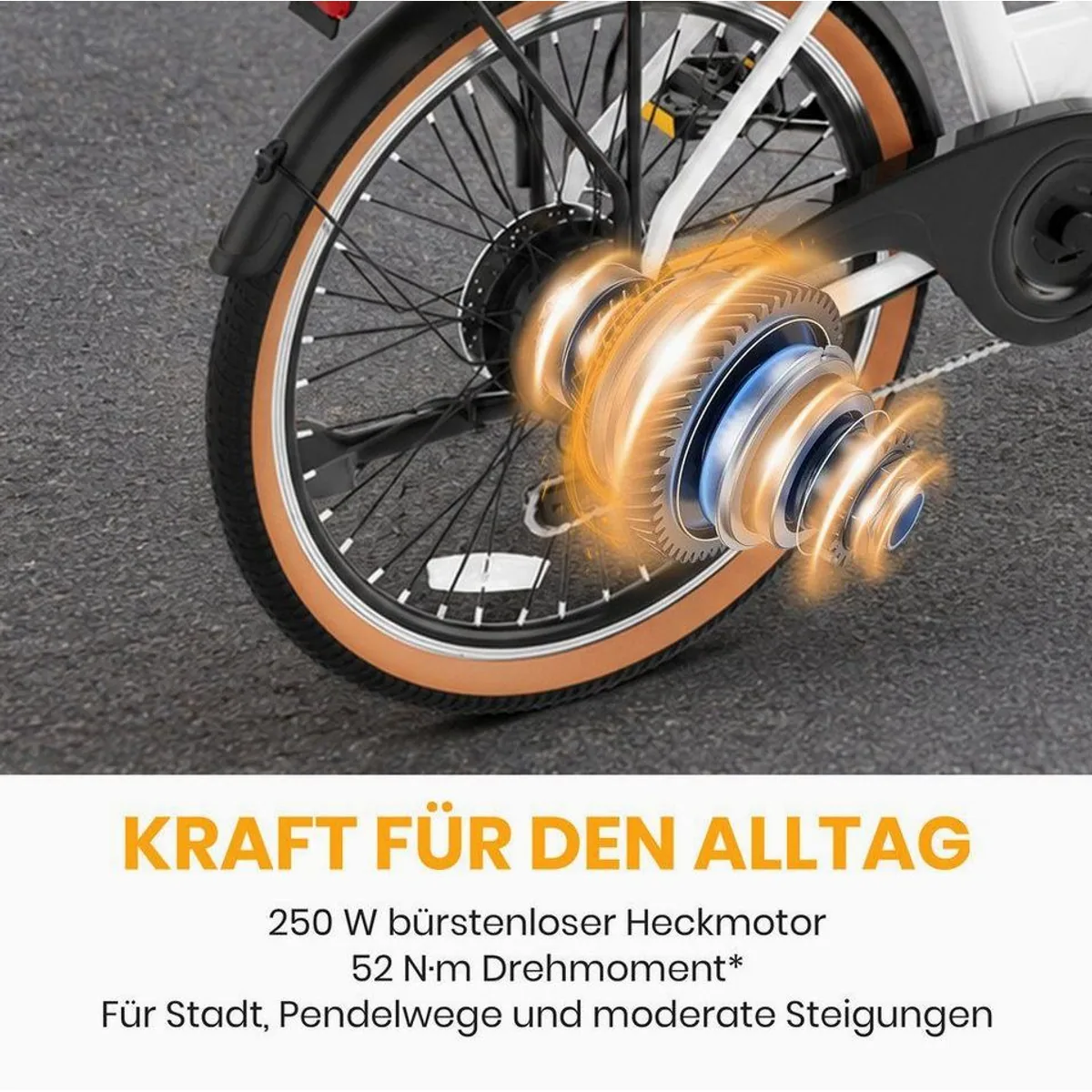WHEELYOU E-Bike BD26195, kraftvoller Heckmotor, langlebiger Akku, komfortable Federung 3