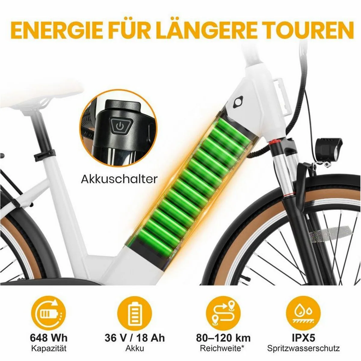 WHEELYOU E-Bike BD26195, kraftvoller Heckmotor, langlebiger Akku, komfortable Federung 4
