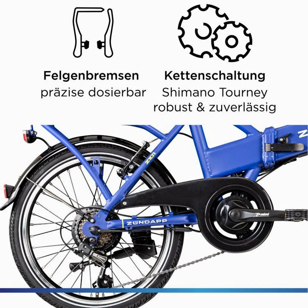 Zündapp Z101 E-Bike Klapprad, 6 Gang Shimano, 270 Wh Akku, kompakt und faltbar 5