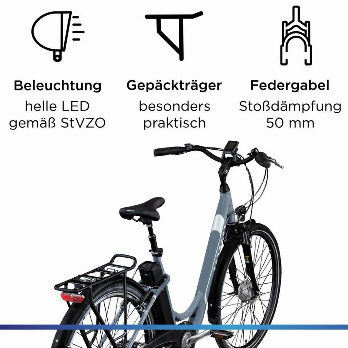 Zündapp Z517 E-Bike Cityrad, 7-Gang Nabenschaltung, 531 Wh Akku 4