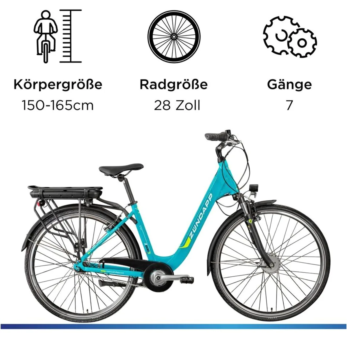 Zündapp Z600 E-Bike Cityrad, 7 Gang, 536,5 Wh Akku, komfortable Federung 5