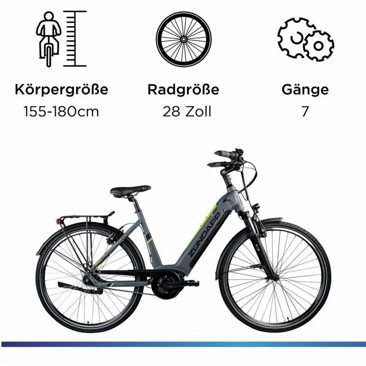 Zündapp E-Bike Cityrad X600, Bosch Mittelmotor, 7 Gang Shimano Nexus, komfortabel und elegant 3